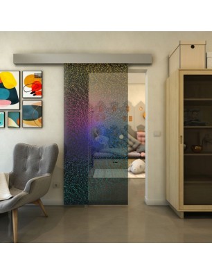 Glasschiebetür ECO-LINE - Fineprint Model 006 Verlauf auf Grauglas