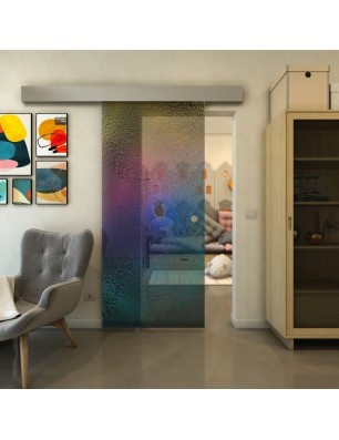 Glasschiebetür ECO-LINE - Fineprint Model 007 Verlauf auf Grauglas