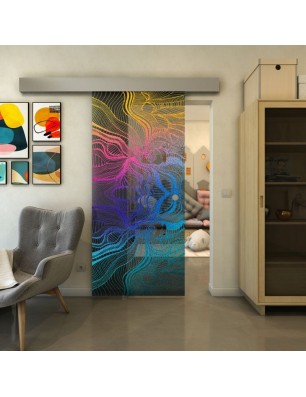 Glasschiebetür ECO-LINE - Fineprint Model 010 Verlauf auf Grauglas