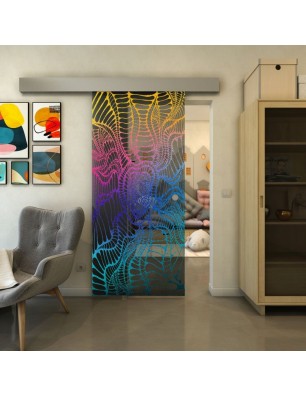 Glasschiebetür ECO-LINE - Fineprint Model 012 Verlauf auf Grauglas