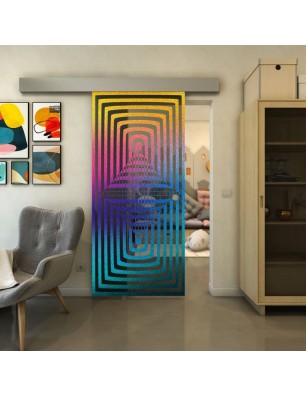 Glasschiebetür ECO-LINE - Fineprint Model 014 Verlauf auf Grauglas