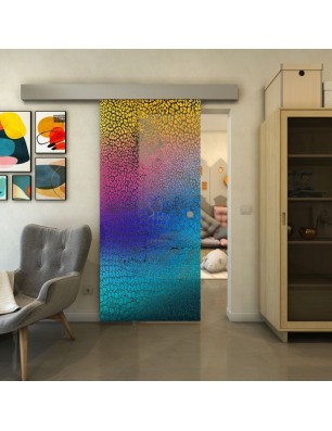 Glasschiebetür ECO-LINE - Fineprint Model 015 Verlauf auf Grauglas