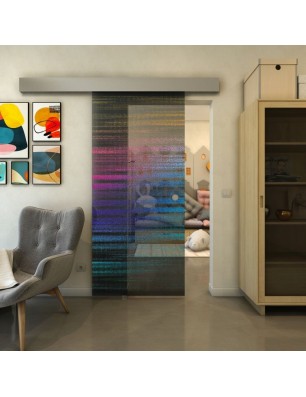 Glasschiebetür ECO-LINE - Fineprint Model 019 Verlauf auf Grauglas