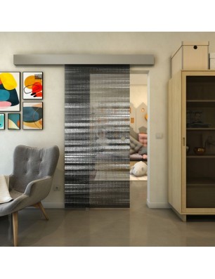Glasschiebetür ECO-LINE - Fineprint Model 019 Weiss auf Grauglas