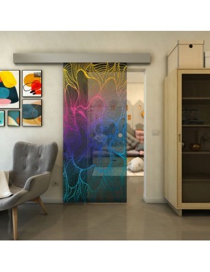 Glasschiebetür ECO-LINE - Fineprint Model 020 Verlauf auf Grauglas