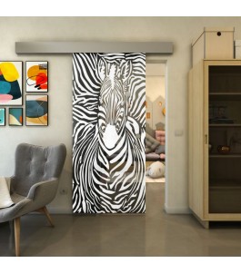 Glasschiebetür ECO-LINE - Fineprint Model 023 Weiss auf Grauglas