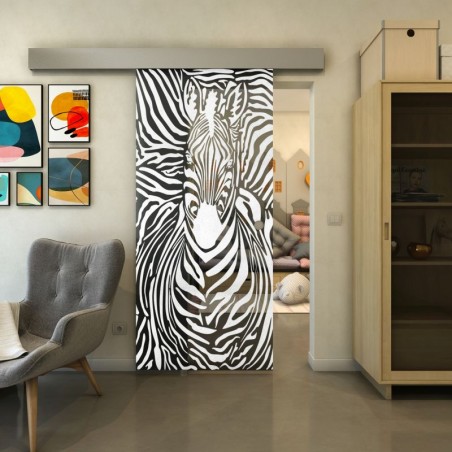 Glasschiebetür ECO-LINE - Fineprint Model 023 Weiss auf Grauglas