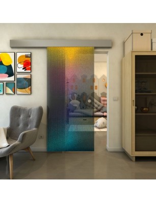 Glasschiebetür ECO-LINE - Fineprint Model 024 Verlauf auf Grauglas