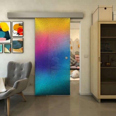 Glasschiebetür ECO-LINE - Fineprint Model 025 Verlauf auf Grauglas