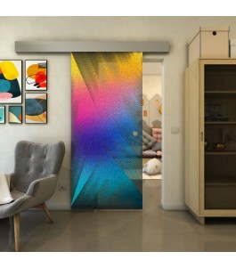 Glasschiebetür ECO-LINE - Fineprint Model 026 Verlauf auf Grauglas