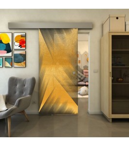 Glasschiebetür ECO-LINE - Fineprint Model 026 Gold auf Grauglas