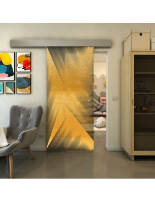 Glasschiebetür ECO-LINE - Fineprint Model 026 Gold auf Grauglas