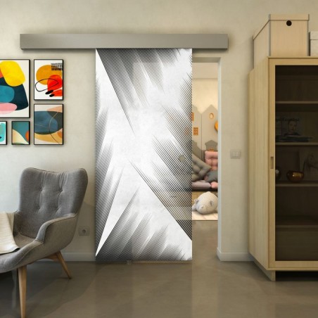 Glasschiebetür ECO-LINE - Fineprint Model 026 Weiss auf Grauglas
