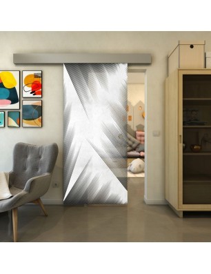 Glasschiebetür ECO-LINE - Fineprint Model 026 Weiss auf Grauglas