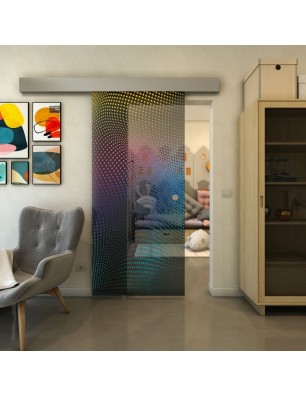 Glasschiebetür ECO-LINE - Fineprint Model 027 Verlauf auf Grauglas