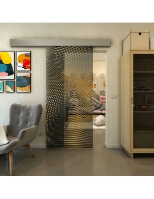 Glasschiebetür ECO-LINE - Fineprint Model 027 Gold auf Grauglas