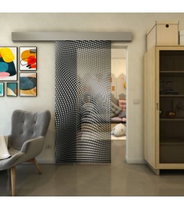 Glasschiebetür ECO-LINE - Fineprint Model 027 Weiss auf Grauglas