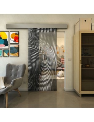 Glasschiebetür ECO-LINE - Fineprint Model 027 Weiss auf Grauglas