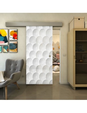 Glasschiebetür ECO-LINE - Fineprint Model 029 Weiss auf Grauglas