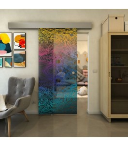 Glasschiebetür ECO-LINE - Fineprint Model 030 Verlauf auf Grauglas