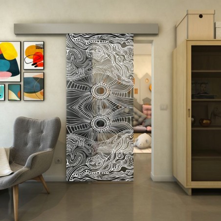 Glasschiebetür ECO-LINE - Fineprint Model 030 Weiss auf Grauglas