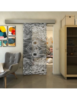 Glasschiebetür ECO-LINE - Fineprint Model 030 Weiss auf Grauglas