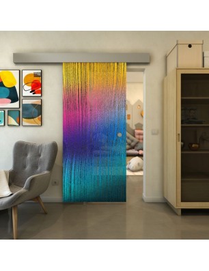Glasschiebetür ECO-LINE - Fineprint Model 032 Verlauf auf Grauglas