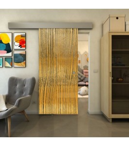 Glasschiebetür ECO-LINE - Fineprint Model 032 Gold auf Grauglas
