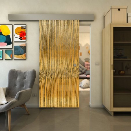 Glasschiebetür ECO-LINE - Fineprint Model 032 Gold auf Grauglas