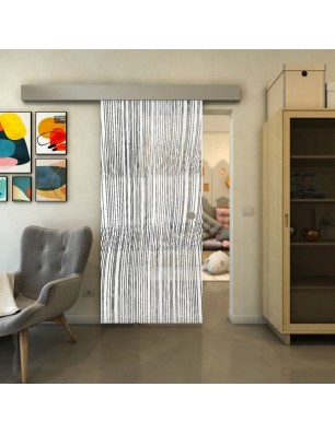 Glasschiebetür ECO-LINE - Fineprint Model 032 Weiss auf Grauglas