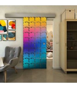 Glasschiebetür ECO-LINE - Fineprint Model 033 Verlauf auf Grauglas