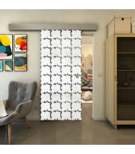 Glasschiebetür ECO-LINE - Fineprint Model 033 Weiss auf Grauglas