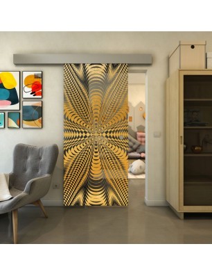 Glasschiebetür ECO-LINE - Fineprint Model 037 Gold auf Grauglas