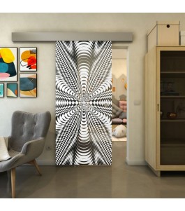 Glasschiebetür ECO-LINE - Fineprint Model 037 Weiss auf Grauglas