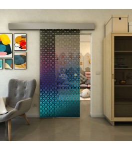 Glasschiebetür ECO-LINE - Fineprint Model 038 Verlauf auf Grauglas