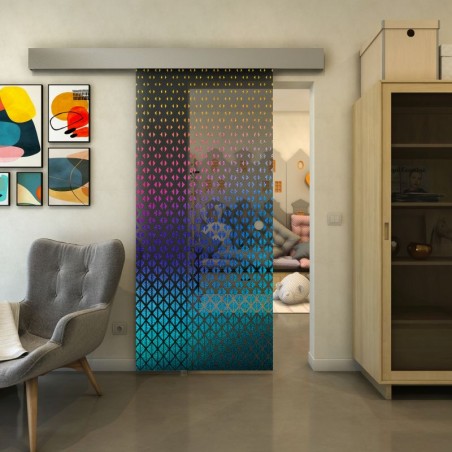 Glasschiebetür ECO-LINE - Fineprint Model 038 Verlauf auf Grauglas