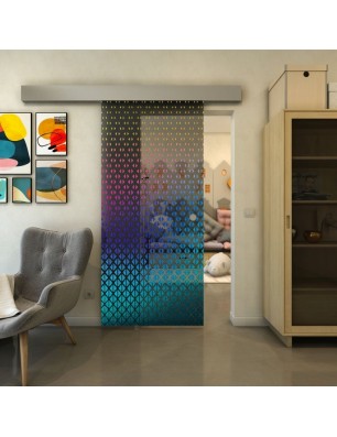 Glasschiebetür ECO-LINE - Fineprint Model 038 Verlauf auf Grauglas