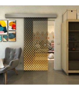 Glasschiebetür ECO-LINE - Fineprint Model 038 Gold auf Grauglas