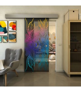 Glasschiebetür ECO-LINE - Fineprint Model 039 Verlauf auf Grauglas