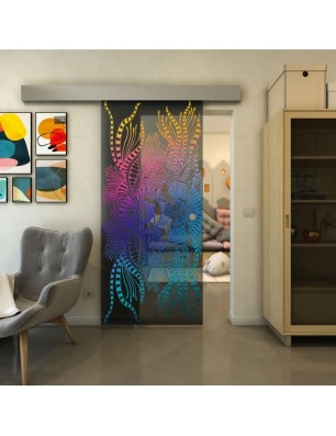 Glasschiebetür ECO-LINE - Fineprint Model 039 Verlauf auf Grauglas