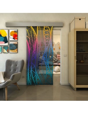 Glasschiebetür ECO-LINE - Fineprint Model 040 Verlauf auf Grauglas