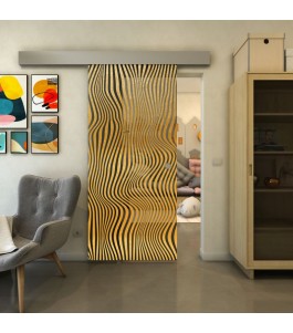 Glasschiebetür ECO-LINE - Fineprint Model 041 Gold auf Grauglas