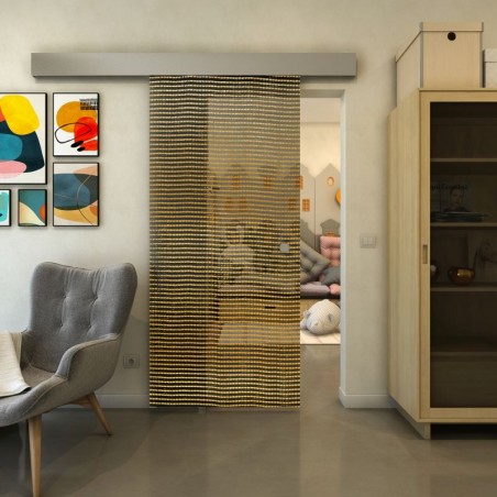 Glasschiebetür ECO-LINE - Fineprint Model 046 Gold auf Grauglas