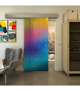 Glasschiebetür ECO-LINE - Fineprint Model 050 Verlauf auf Grauglas