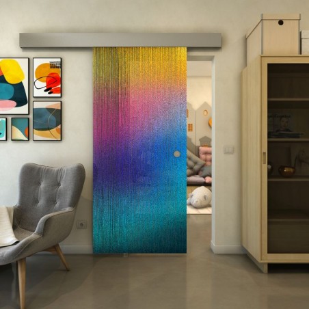 Glasschiebetür ECO-LINE - Fineprint Model 050 Verlauf auf Grauglas