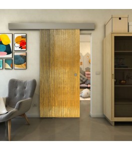 Glasschiebetür ECO-LINE - Fineprint Model 050 Gold auf Grauglas
