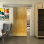 Glasschiebetür ECO-LINE - Fineprint Modell 050 Gold auf Grauglas Glasschiebetür ECO-LINE - Fineprint Modell 050 Gold auf Grauglas