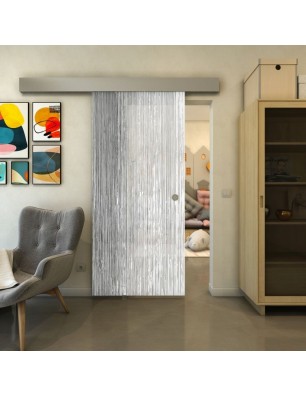 Glasschiebetür ECO-LINE - Fineprint Model 050 Weiss auf Grauglas