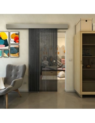 Glasschiebetür ECO-LINE - Fineprint Model 052 Schwarz auf Grauglas
