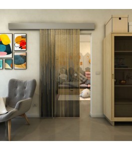 Glasschiebetür ECO-LINE - Fineprint Model 052 Gold auf Grauglas